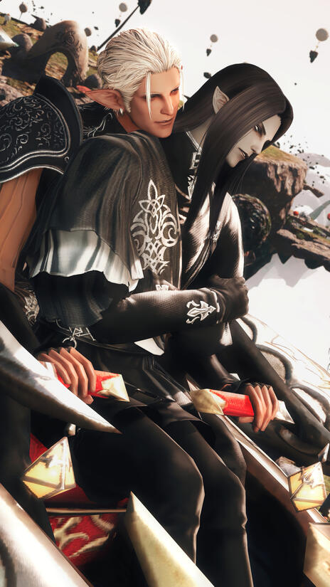 Sariel and Trevellain cramped into a one-person manacutter.